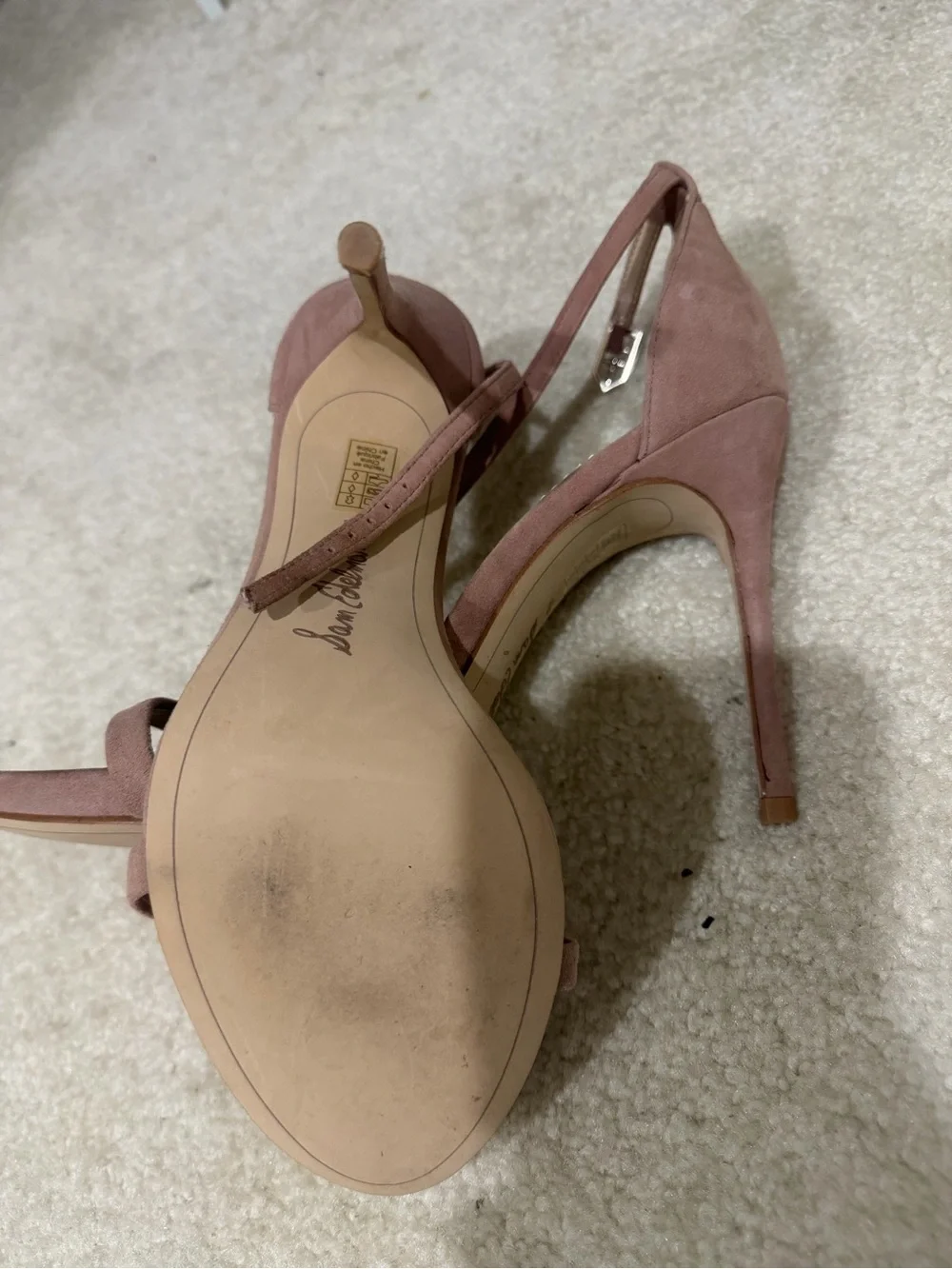 Sam Edelman Pink Suede Ankle-Strap Stiletto Sandals